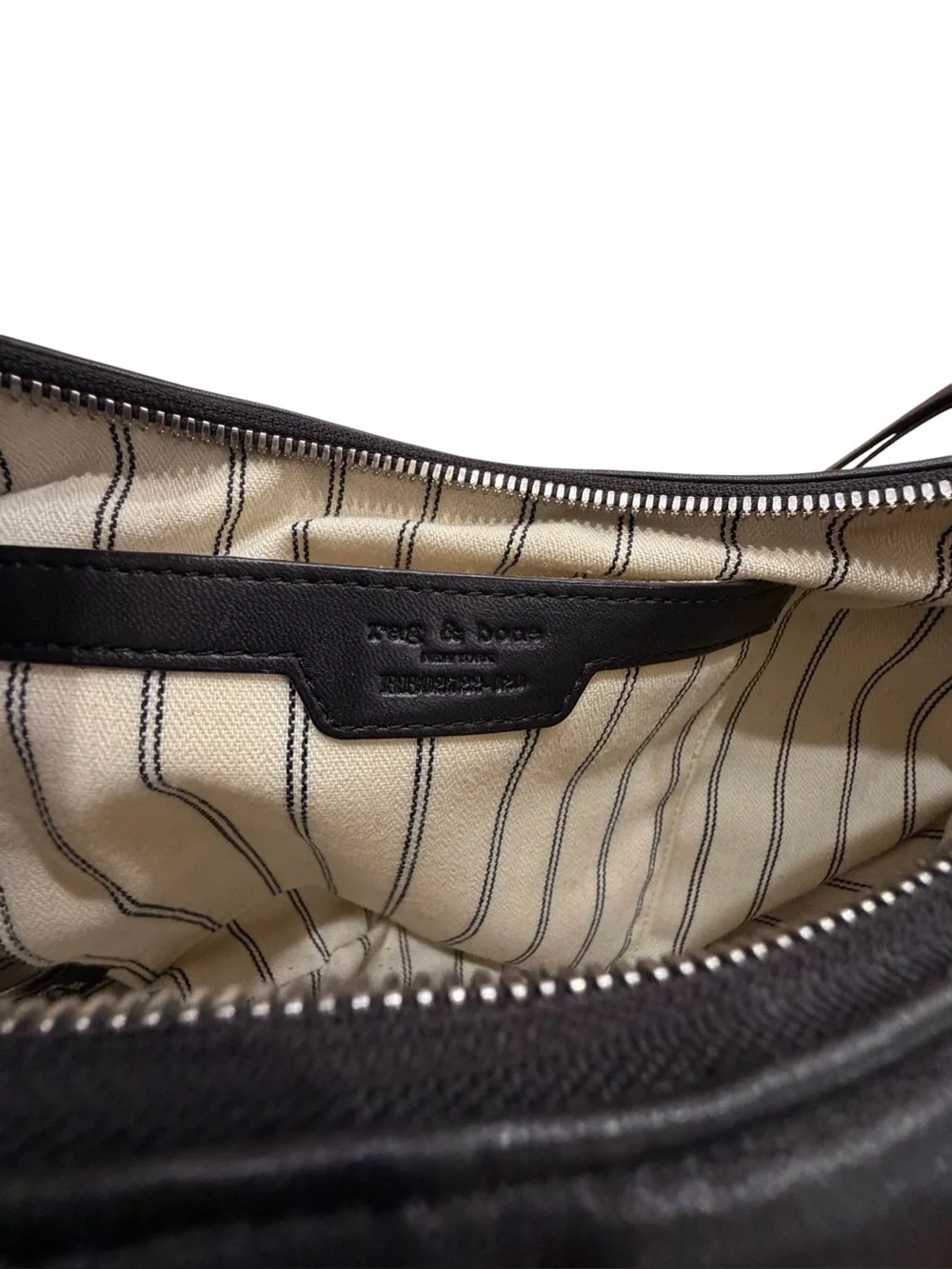 Rag&Bone Soft Black Leather Quilted/Dimpled Crescent Hobo Shoulder Bag NWOT